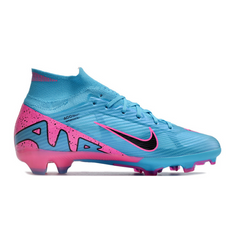 Chuteira Infantil Campo Nike Zoom Mercurial Superfly 9 Elite FG Azul Claro, Rosa e Preta - VENI Futebol