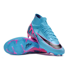 Chuteira Infantil Campo Nike Zoom Mercurial Superfly 9 Elite FG Azul Claro, Rosa e Preta - VENI Futebol