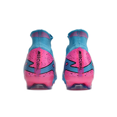 Chuteira Infantil Campo Nike Zoom Mercurial Superfly 9 Elite FG Azul Claro, Rosa e Preta - VENI Futebol