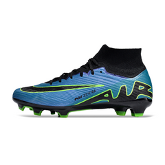 Chuteira Infantil Campo Nike Zoom Mercurial Superfly 9 Elite FG Azul, Preta e Verde