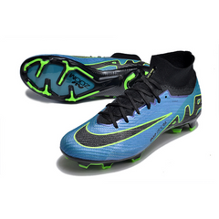 Chuteira Infantil Campo Nike Zoom Mercurial Superfly 9 Elite FG Azul, Preta e Verde - VENI Futebol