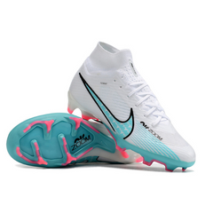 Chuteira Infantil Campo Nike Zoom Mercurial Superfly 9 Elite FG Branca, Azul e Rosa - VENI Futebol