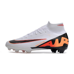 Chuteira Infantil Campo Nike Zoom Mercurial Superfly 9 Elite FG Branca, Preta e Laranja