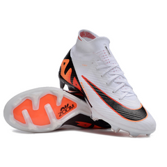 Chuteira Infantil Campo Nike Zoom Mercurial Superfly 9 Elite FG Branca, Preta e Laranja - VENI Futebol