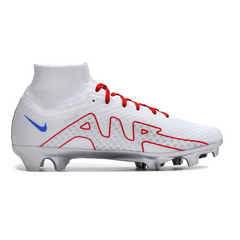 Chuteira Infantil Campo Nike Zoom Mercurial Superfly 9 Elite FG Branca, Vermelha e Prata - VENI Futebol