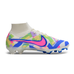 Chuteira Infantil Campo Nike Zoom Mercurial Superfly 9 Elite FG Branca e Colorida - VENI Futebol