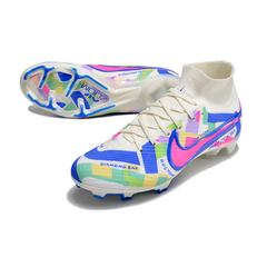 Chuteira Infantil Campo Nike Zoom Mercurial Superfly 9 Elite FG Branca e Colorida - VENI Futebol