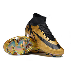 Chuteira Infantil Campo Nike Zoom Mercurial Superfly 9 Elite FG Dourada e Preta - VENI Futebol