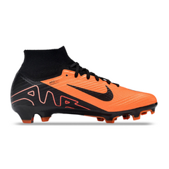 Chuteira Infantil Campo Nike Zoom Mercurial Superfly 9 Elite FG Laranja e Preta - VENI Futebol