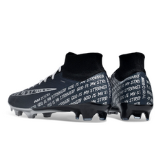 Chuteira Infantil Campo Nike Zoom Mercurial Superfly 9 Elite FG Preta, Cinza e Branca - VENI Futebol