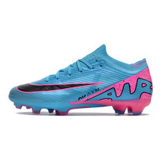 Chuteira Infantil Campo Nike Zoom Mercurial Vapor 15 Elite FG Azul Claro, Rosa e Preta - VENI Futebol