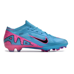 Chuteira Infantil Campo Nike Zoom Mercurial Vapor 15 Elite FG Azul Claro, Rosa e Preta - VENI Futebol