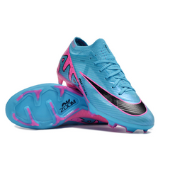 Chuteira Infantil Campo Nike Zoom Mercurial Vapor 15 Elite FG Azul Claro, Rosa e Preta - VENI Futebol