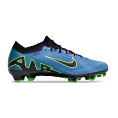 Chuteira Infantil Campo Nike Zoom Mercurial Vapor 15 Elite FG Azul, Preta e Verde - VENI Futebol