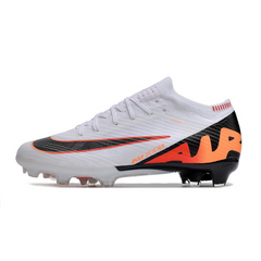 Chuteira Infantil Campo Nike Zoom Mercurial Vapor 15 Elite FG Branca, Preta e Laranja