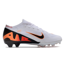 Chuteira Infantil Campo Nike Zoom Mercurial Vapor 15 Elite FG Branca, Preta e Laranja - VENI Futebol