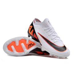 Chuteira Infantil Campo Nike Zoom Mercurial Vapor 15 Elite FG Branca, Preta e Laranja - VENI Futebol