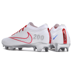 Chuteira Infantil Campo Nike Zoom Mercurial Vapor 15 Elite FG Branca, Vermelha e Prata - VENI Futebol