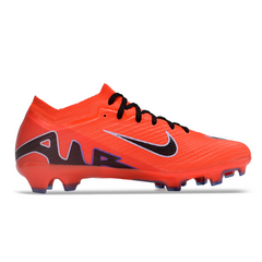 Chuteira Infantil Campo Nike Zoom Mercurial Vapor 15 Elite FG Laranja, Preta e Roxa - VENI Futebol