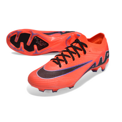 Chuteira Infantil Campo Nike Zoom Mercurial Vapor 15 Elite FG Laranja, Preta e Roxa - VENI Futebol