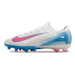 Chuteira Infantil Campo Nike Air Zoom Mercurial Vapor 16 Elite AG Branca, Azul e Rosa