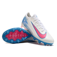 Botas de fútbol Nike Air Zoom Mercurial Vapor 16 Elite AG para niños en blanco, azul y rosa