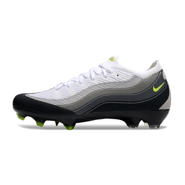 Chuteira Infantil Campo Nike Air Zoom Mercurial Vapor 16 Elite FG Air Max Plus 95 Branca e Cinza Pack