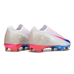 Chuteira Infantil Campo Nike Air Zoom Mercurial Vapor 16 Elite FG Branca, Azul e Laranja