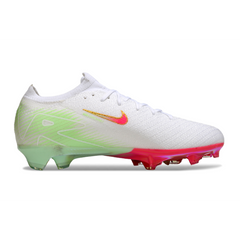 Chuteira Infantil Campo Nike Air Zoom Mercurial Vapor 16 Elite FG Branca, Rosa e Verde