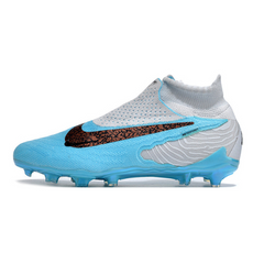 Chuteira Infantil Campo Nike Phantom GX Elite DF FG Branca e Azul