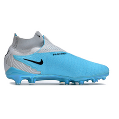 Chuteira Infantil Campo Nike Phantom GX Elite DF FG Branca e Azul - VENI Futebol