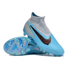 Chuteira Infantil Campo Nike Phantom GX Elite DF FG Branca e Azul - VENI Futebol