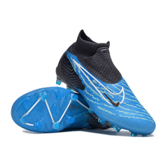 Chuteira Infantil Campo Nike Phantom GX Elite DF FG Preta e Azul - VENI Futebol