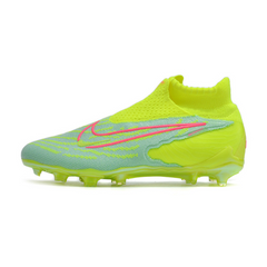 Chuteira Infantil Campo Nike Phantom GX Elite DF FG Verde e Rosa