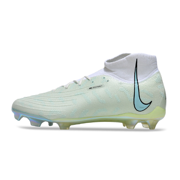 Chuteira Infantil Campo Nike Phantom Luna Elite FG Branca, Verde e Azul - VENI Futebol