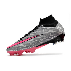 Chuteira Infantil Campo Nike Zoom Mercurial Superfly 9 Elite FG Cinza e Rosa - VENI Futebol