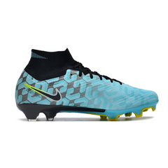 Chuteira Infantil Campo Nike Zoom Mercurial Superfly 9 Elite FG Azul Claro e Preta - VENI Futebol