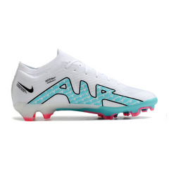 Chuteira Infantil Campo Nike Zoom Mercurial Vapor 15 Elite FG Branca, Azul Claro e Rosa - VENI Futebol