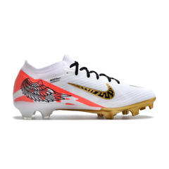 Chuteira Infantil Campo Nike Zoom Mercurial Vapor 15 Elite FG Branca, Vermelha e Dourada - VENI Futebol