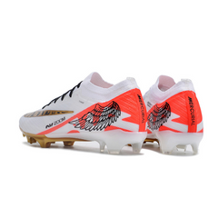 Chuteira Infantil Campo Nike Zoom Mercurial Vapor 15 Elite FG Branca, Vermelha e Dourada - VENI Futebol