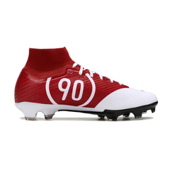 Chuteira Infantil Campo Nike Zoom Mercurial Superfly 9 Elite FG Branca e Vermelha Total 90 - VENI Futebol