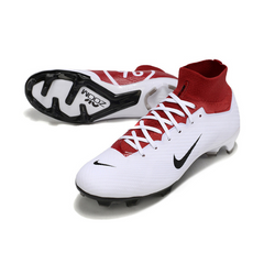 Chuteira Infantil Campo Nike Zoom Mercurial Superfly 9 Elite FG Branca e Vermelha Total 90 - VENI Futebol