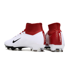 Chuteira Infantil Campo Nike Zoom Mercurial Superfly 9 Elite FG Branca e Vermelha Total 90 - VENI Futebol