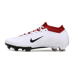 Chuteira Infantil Campo Nike Zoom Mercurial Vapor 15 Elite FG Branca e Vermelha Total 90 - VENI Futebol