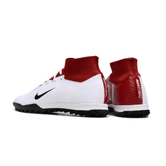 Chuteira Infantil Society Nike Zoom Mercurial Superfly 9 Elite TF Branca e Vermelha Total 90 - VENI Futebol