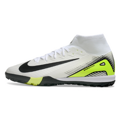 Botas de fútbol Nike Zoom Mercurial Superfly 10 Elite TF para niños en blanco, verde y negro