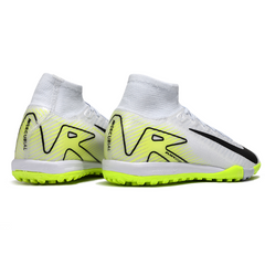 Chuteira Infantil Society Nike Zoom Mercurial Superfly 10 Elite TF Branca e Verde Fluorescente