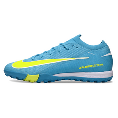 Chuteira Infantil Society Nike Zoom Mercurial Vapor 16 Elite TF Azul e Verde Claro