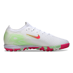 Chuteira Infantil Society Nike Zoom Mercurial Vapor 16 Elite TF Branca, Rosa Claro e Verde
