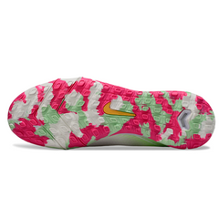Chuteira Infantil Society Nike Zoom Mercurial Vapor 16 Elite TF Branca, Rosa Claro e Verde